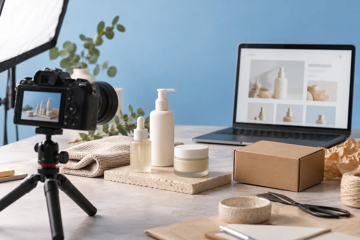 Illustrative product and creative production workspace
