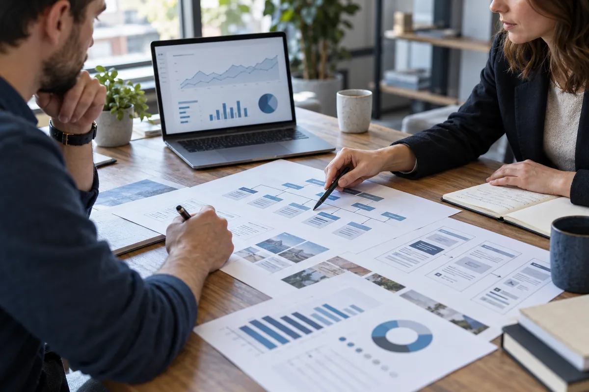 Illustrative marketing strategy and collaborative planning workspace