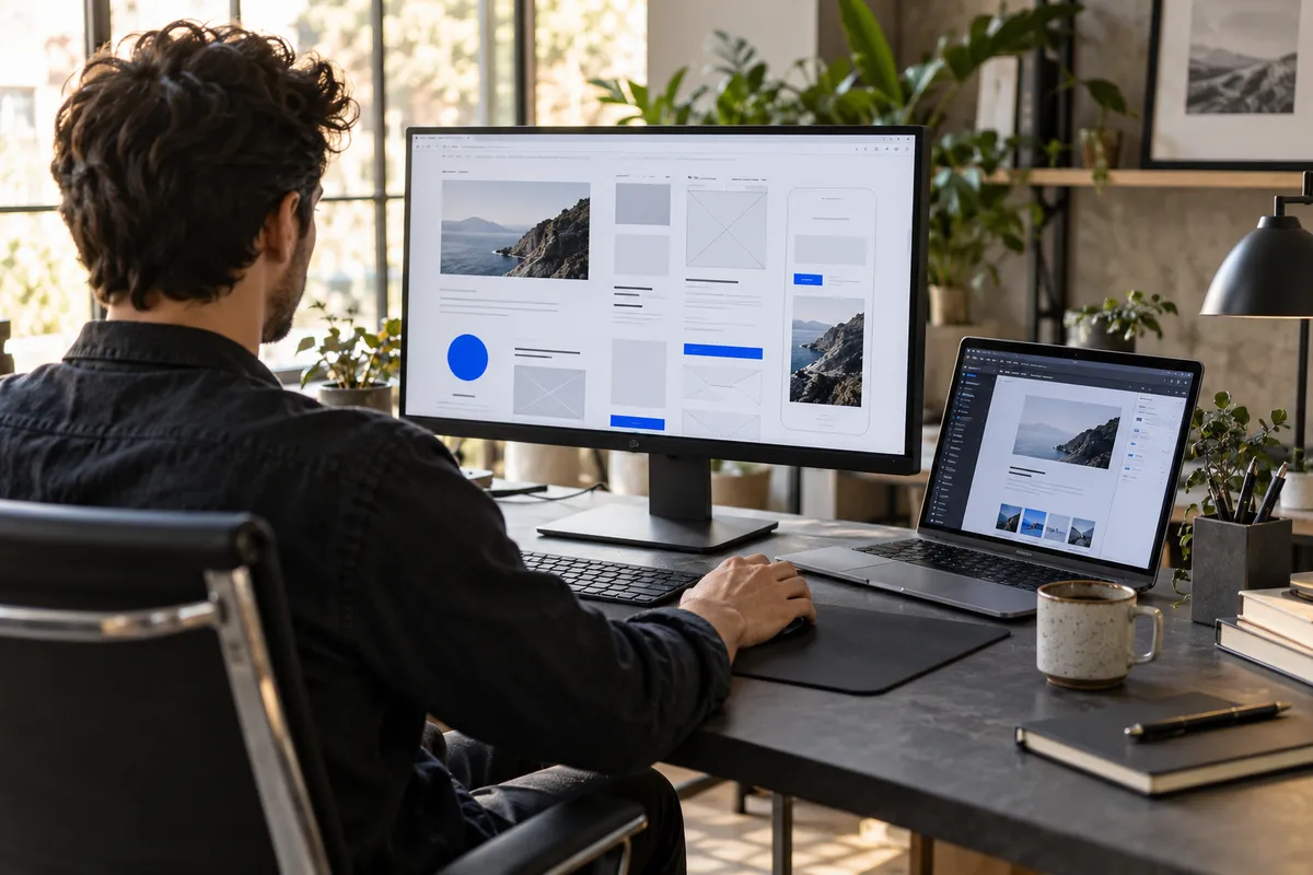 Illustrative responsive website design workspace